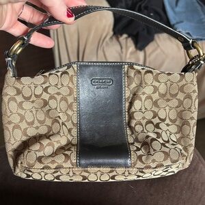 Coach Signature Brown and Black Shoulder Bag